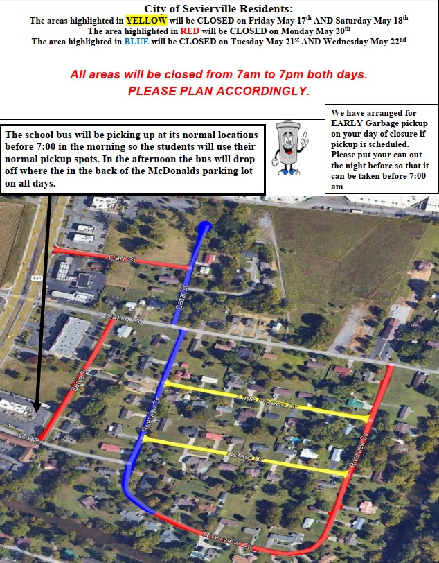 TRAFFIC ADVISORY: Road maintenance continues in Hollywood Hills and Little Pigeon River Estates with street closures